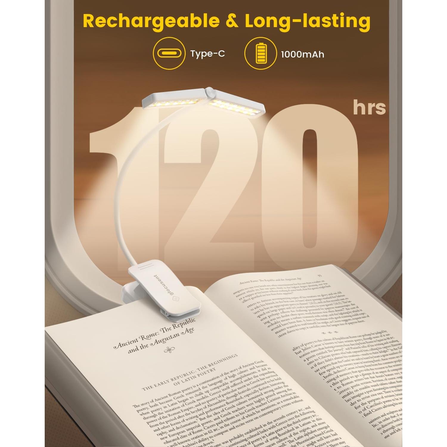 Luz de lectura Glocusent Wingy 48 LED recargable 3 colores