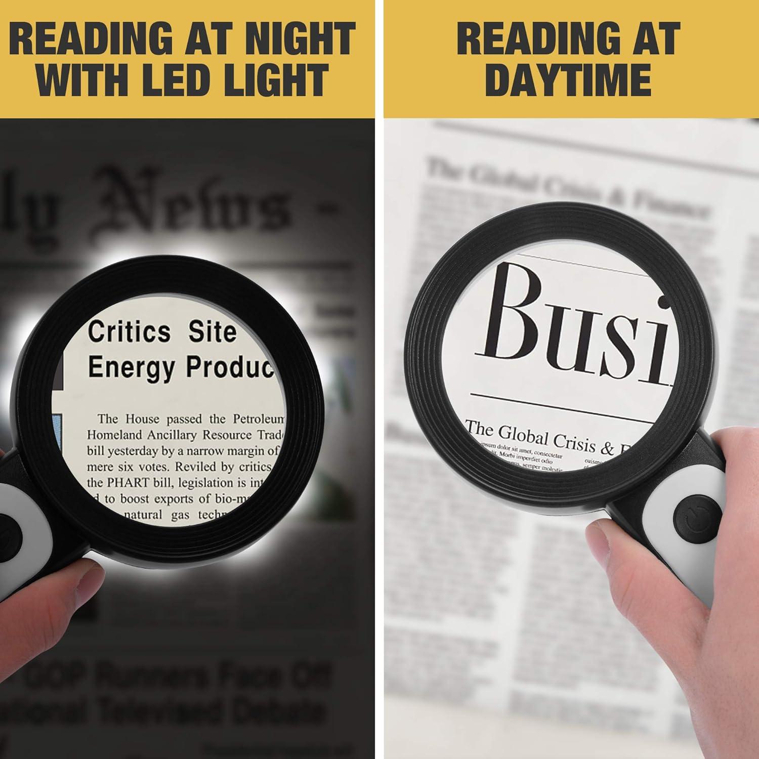 Lupa JMH 30X con Luz LED, 18 LEDs, Lente 8 cm para Lectura