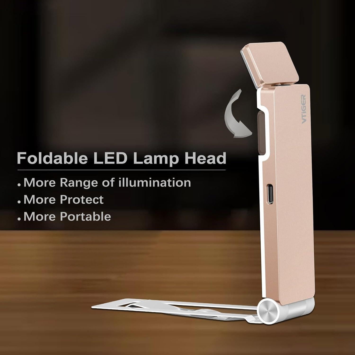 Luz de Lectura Recargable VTIGER B1 LED Clip Plegable 3 Colores