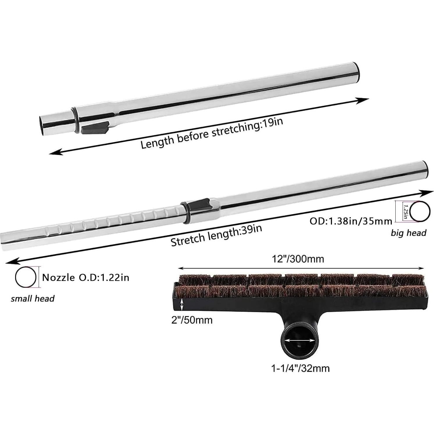 Eagles Hardwood Floor Brush with 1-1/4" Extension Wands Remplacement for Most Vacuum Cleaner Accepting 1-1/4" Attachment-100cm/39inch