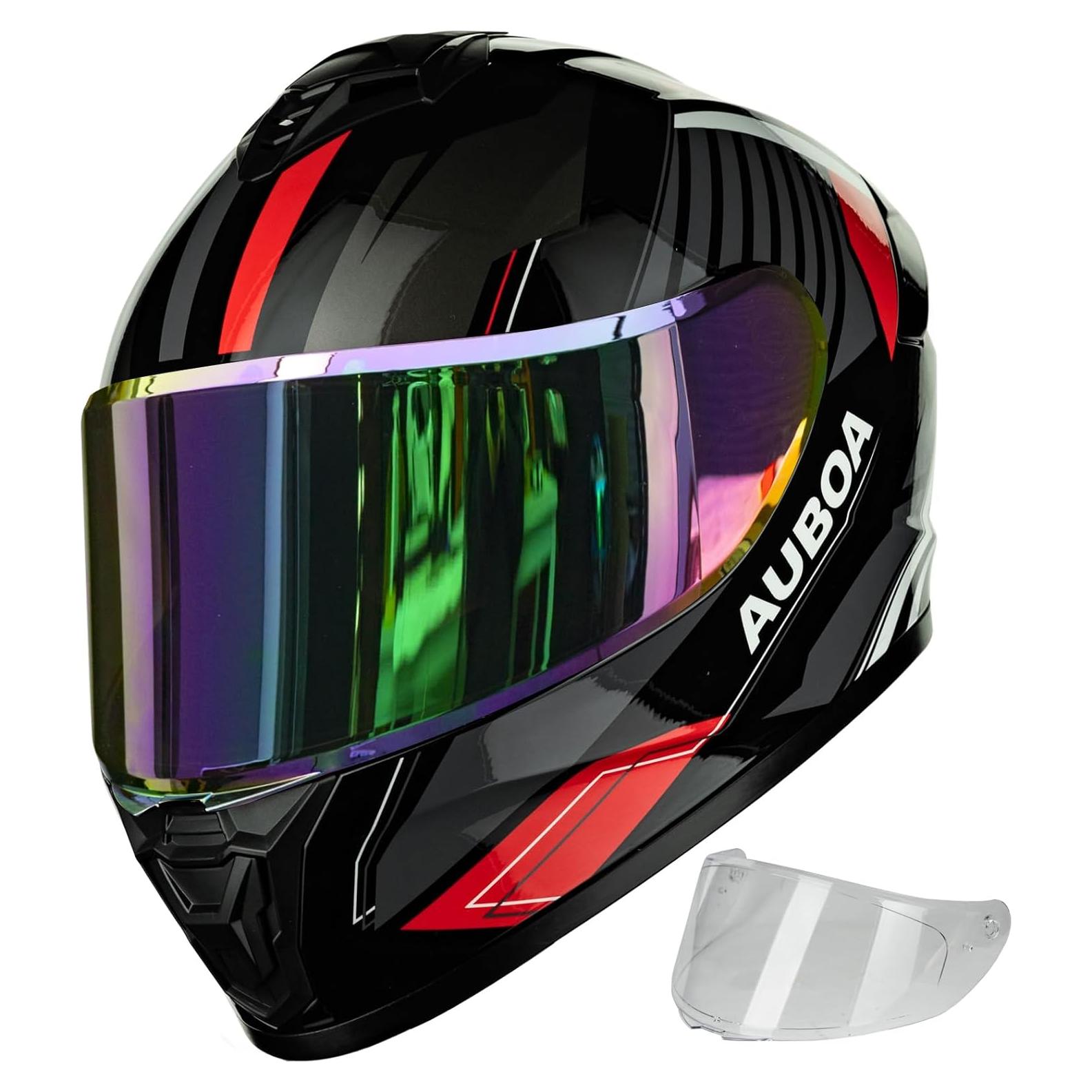 Casco de Motocicleta Auboa AU-T801 Rojo Negro Grande