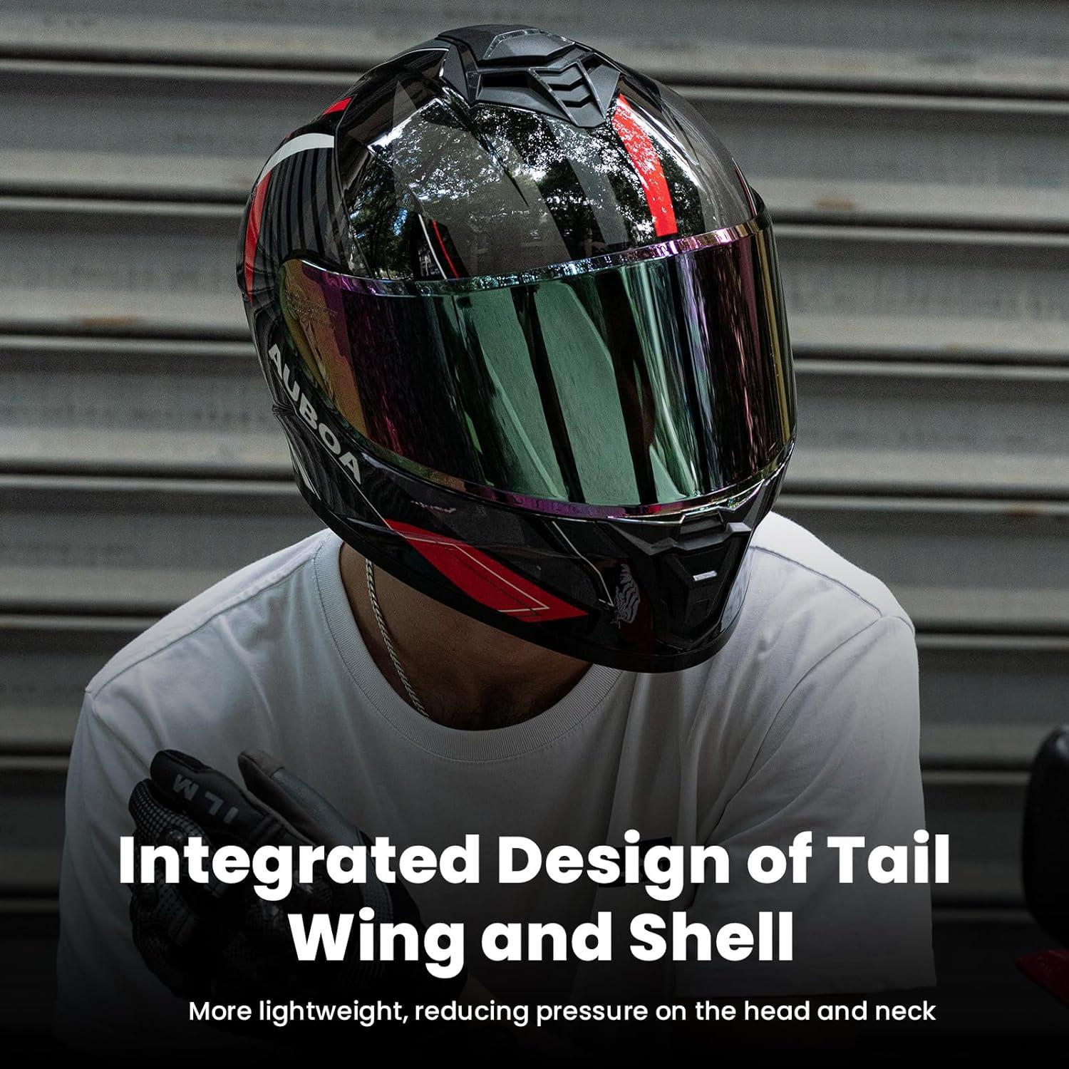 Casco de Motocicleta Auboa AU-T801 Rojo Negro Grande