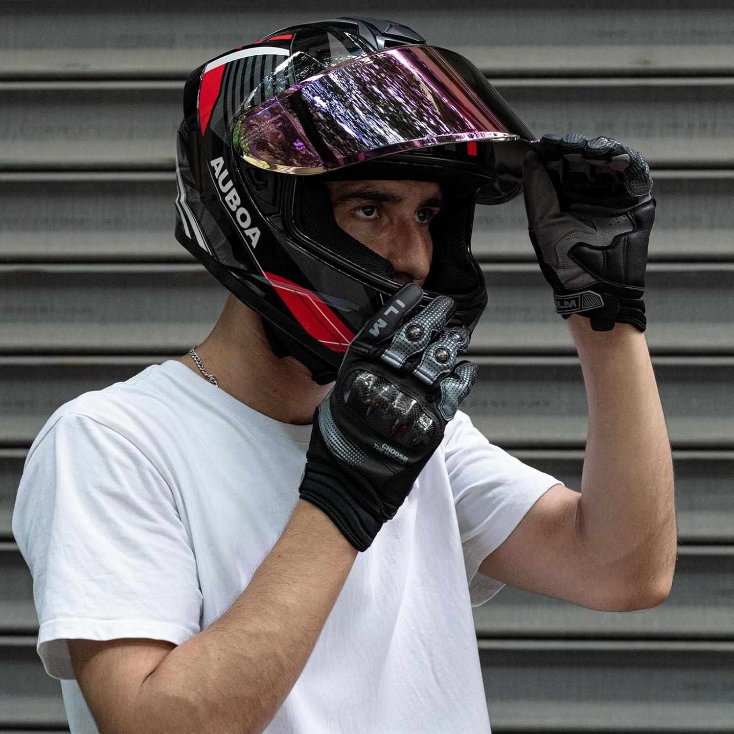 Casco de Motocicleta Auboa AU-T801 Rojo Negro Grande