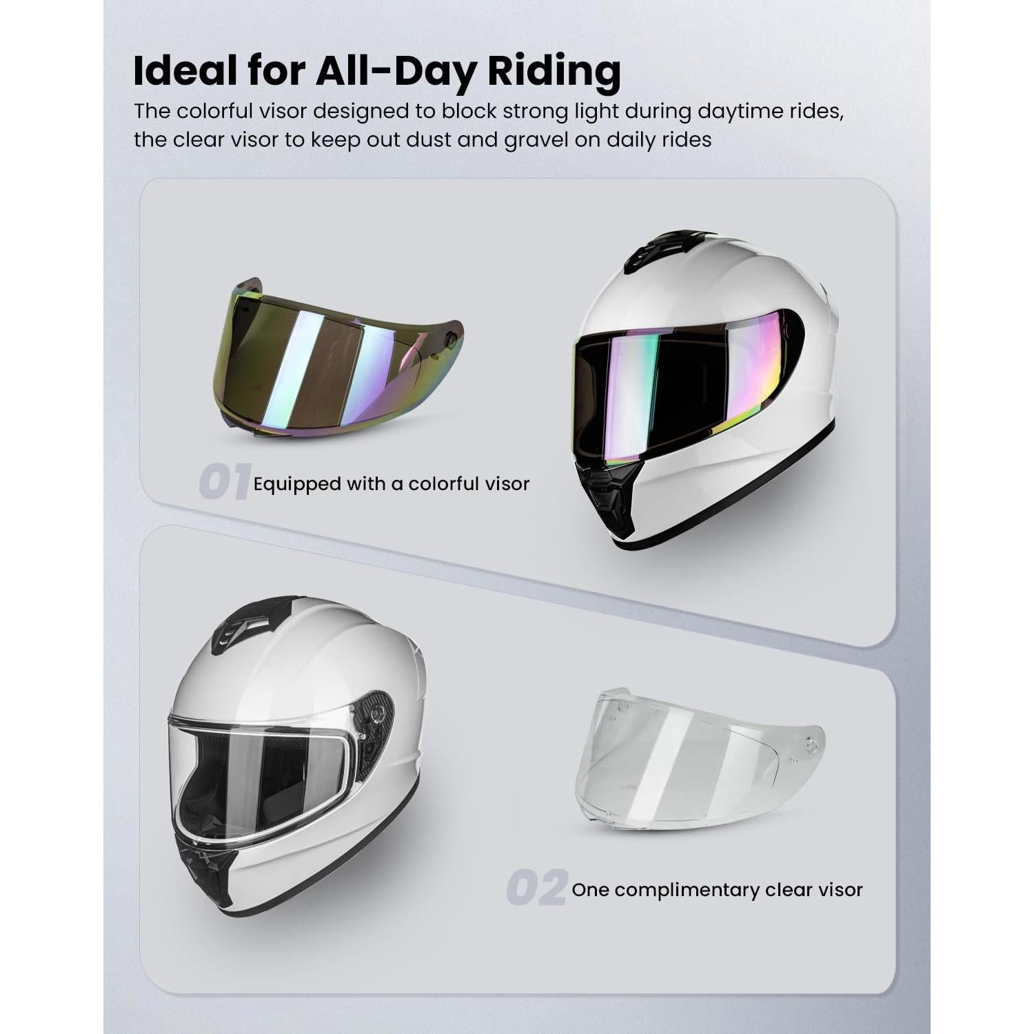 Casco de Motocicleta Auboa AU-T801 Blanco Grande