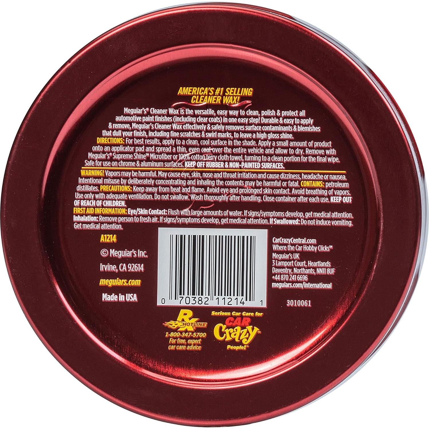 Cera Limpiadora Meguiar's A1214 - 311 g, Brillo y Protección