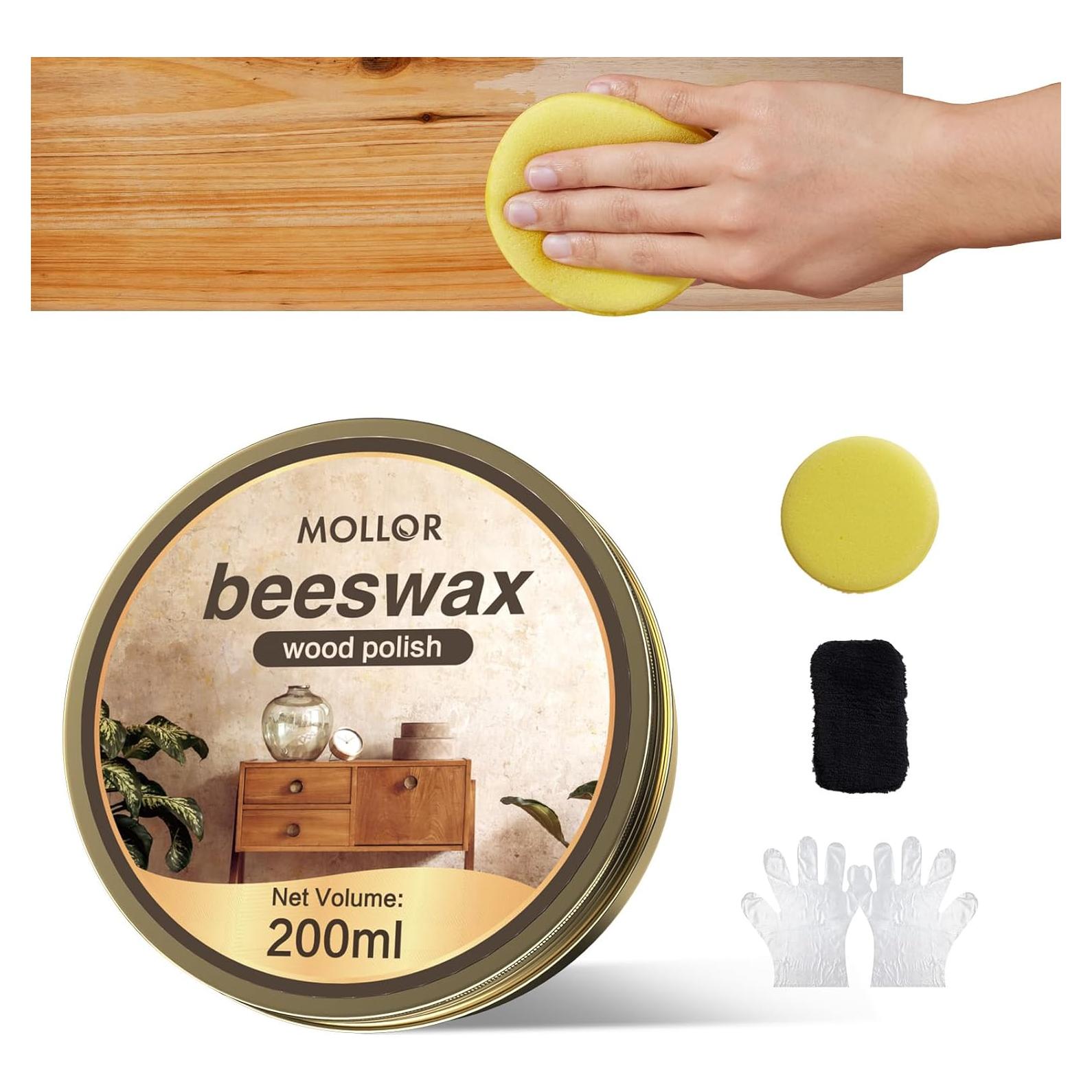 Pulidor de Madera Mollor 396g Cera de Abeja Natural con Esponjas
