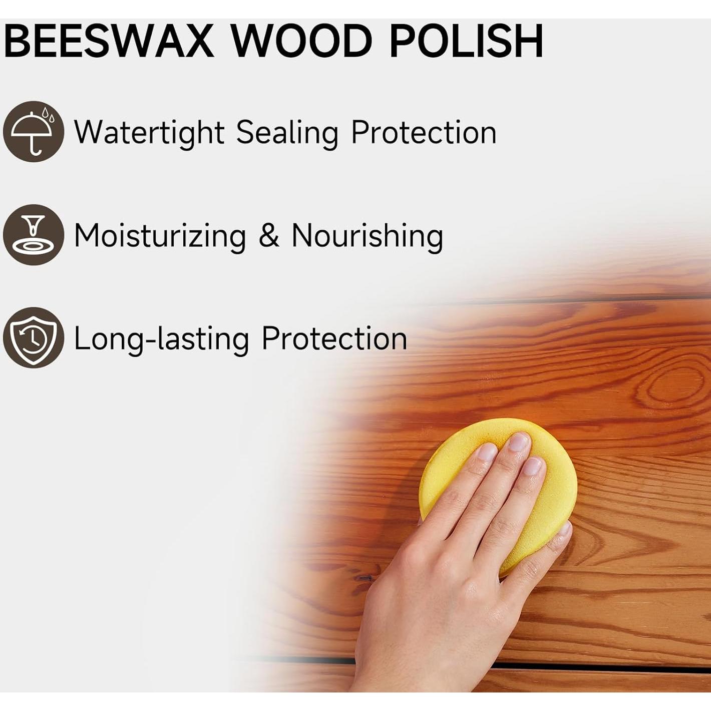 Pulidor de Madera Mollor 396g Cera de Abeja Natural con Esponjas