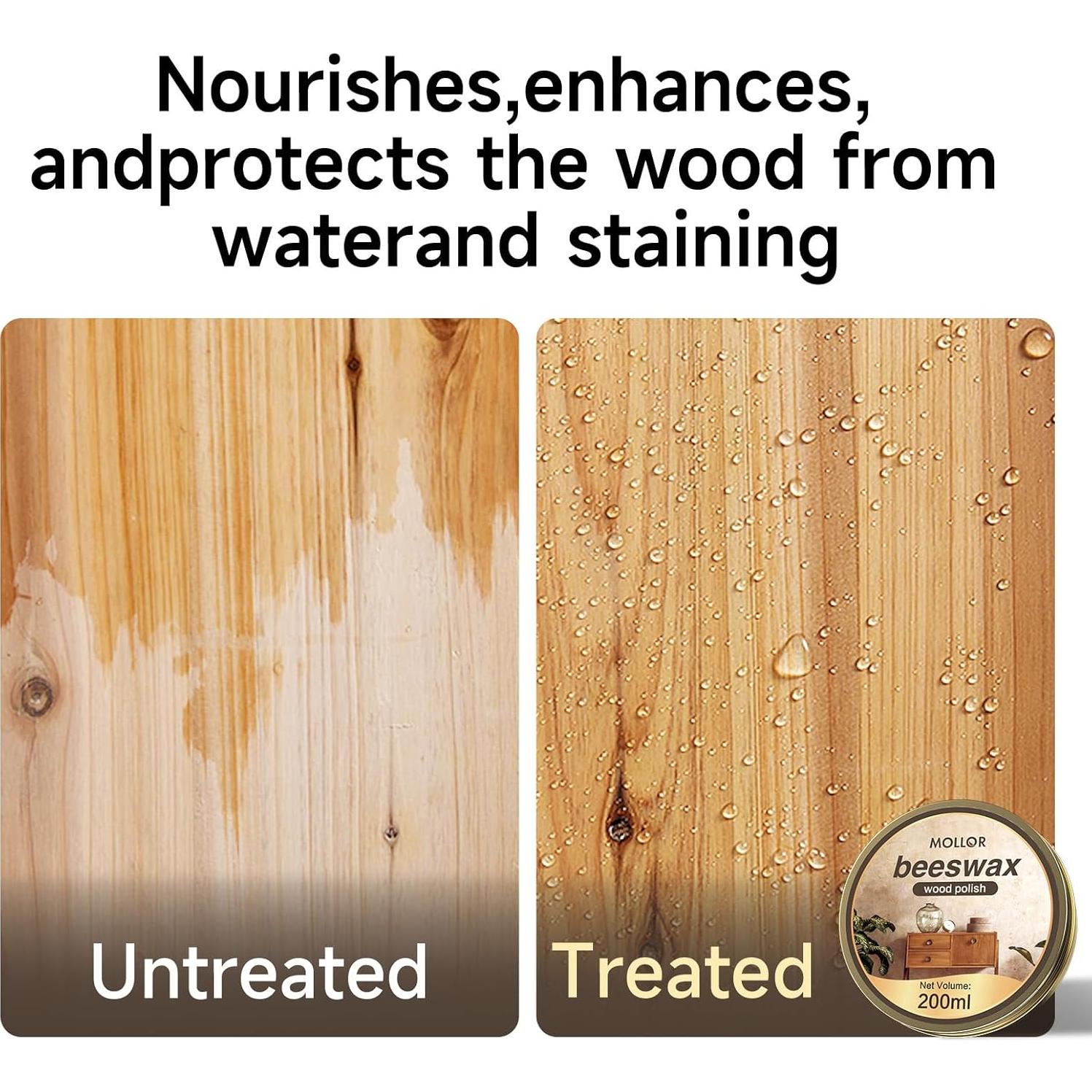 Pulidor de Madera Mollor 396g Cera de Abeja Natural con Esponjas