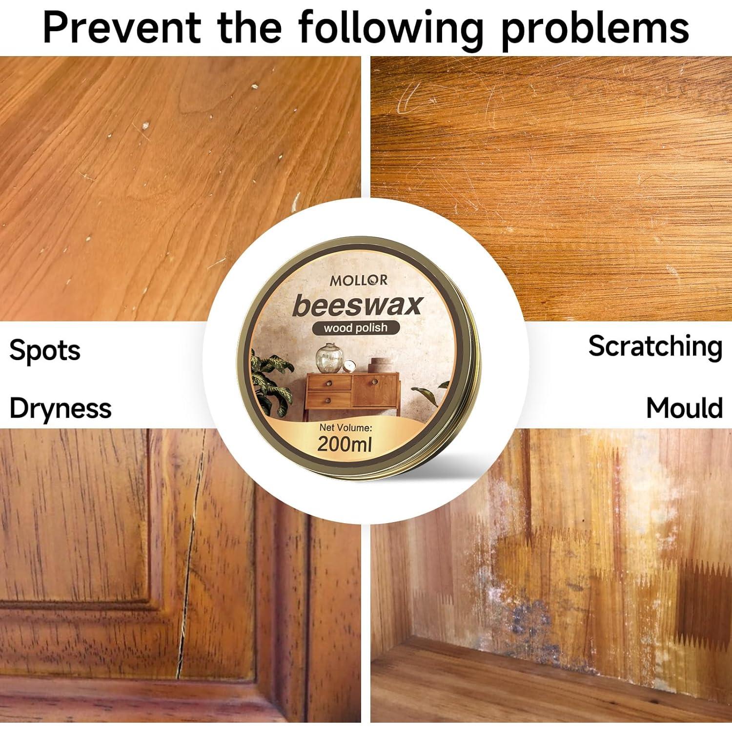 Pulidor de Madera Mollor 396g Cera de Abeja Natural con Esponjas