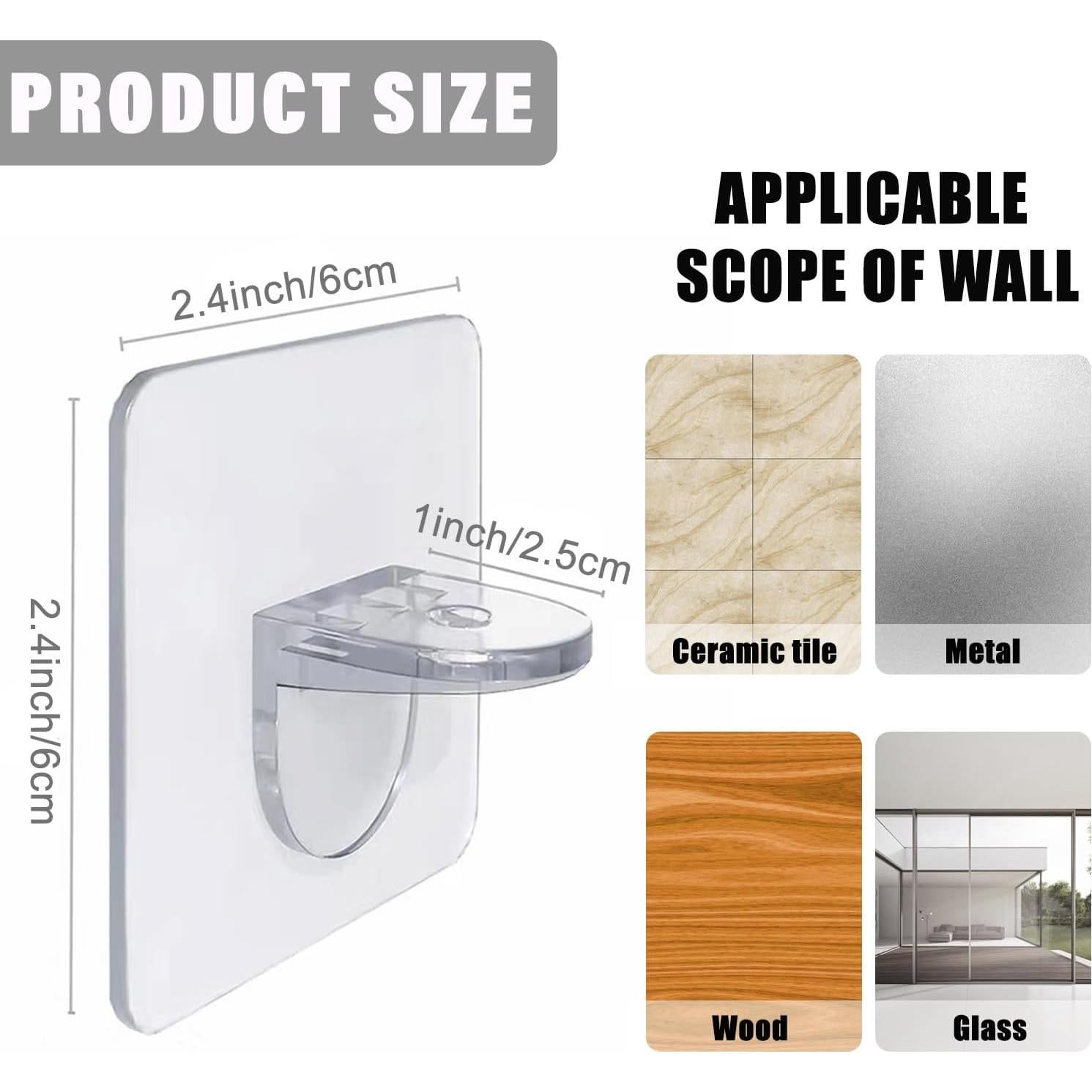 20 Soportes Adhesivos de Estante LonlyEagle 7.26 kg 10.16 cm