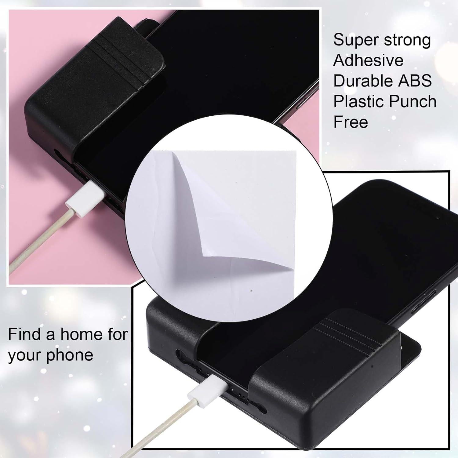 Soporte de Teléfono Montado en Pared WY LIGHTING LEVEL - 4 Piezas, Autoadhesivo, Compatible con Smartphones