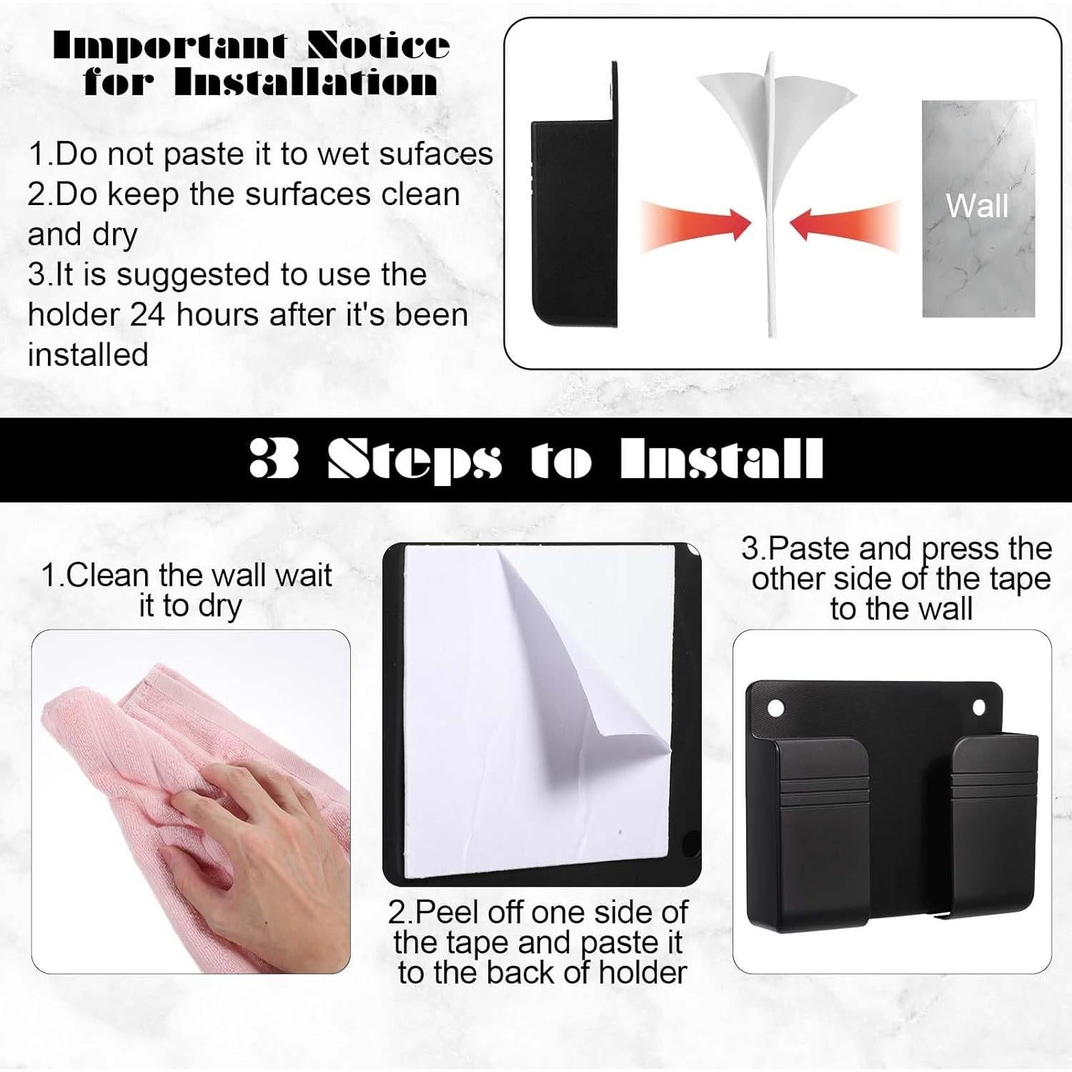 Soporte de Teléfono Montado en Pared WY LIGHTING LEVEL - 4 Piezas, Autoadhesivo, Compatible con Smartphones