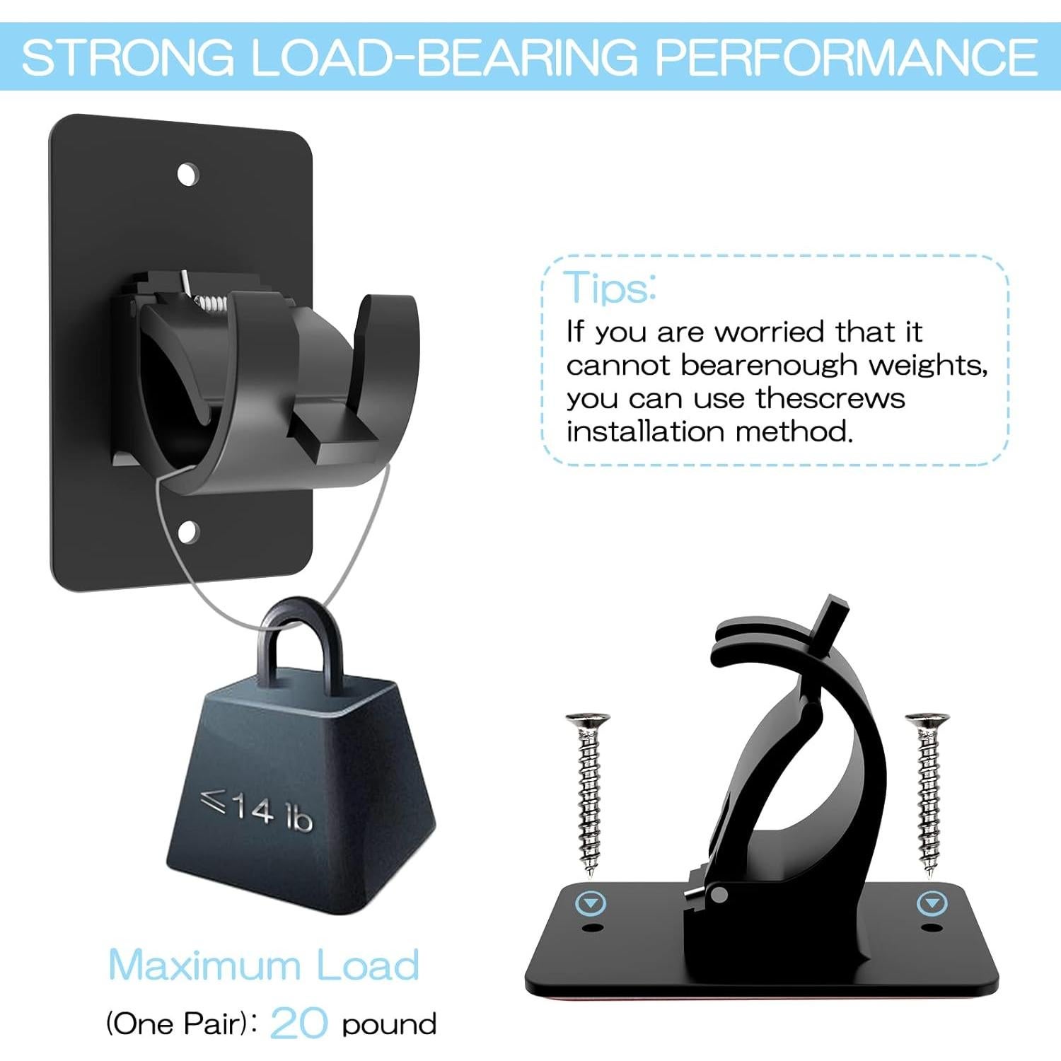 Soportes de Barra de Cortina Autoadhesivos AMZONHOME 4 Pzs Negro