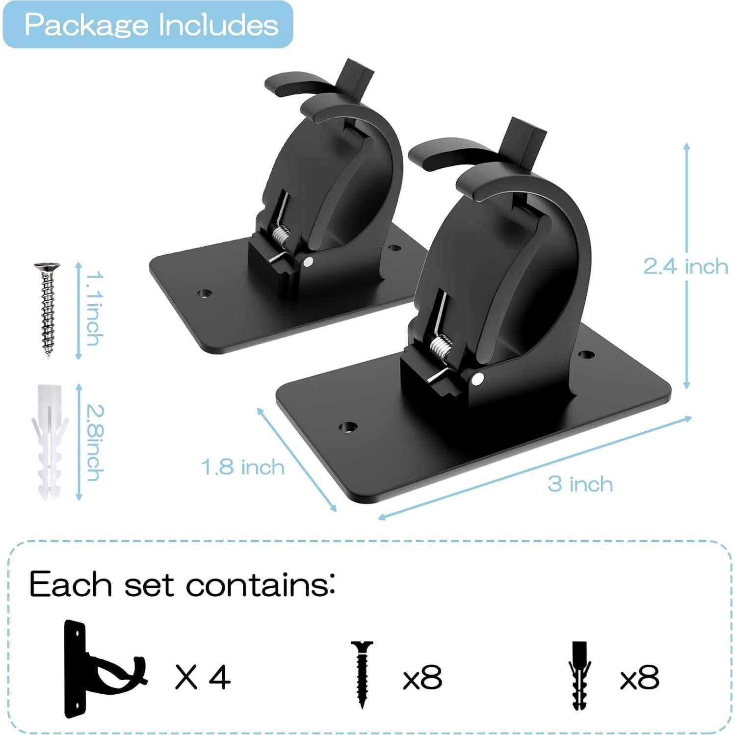 Soportes de Barra de Cortina Autoadhesivos AMZONHOME 4 Pzs Negro