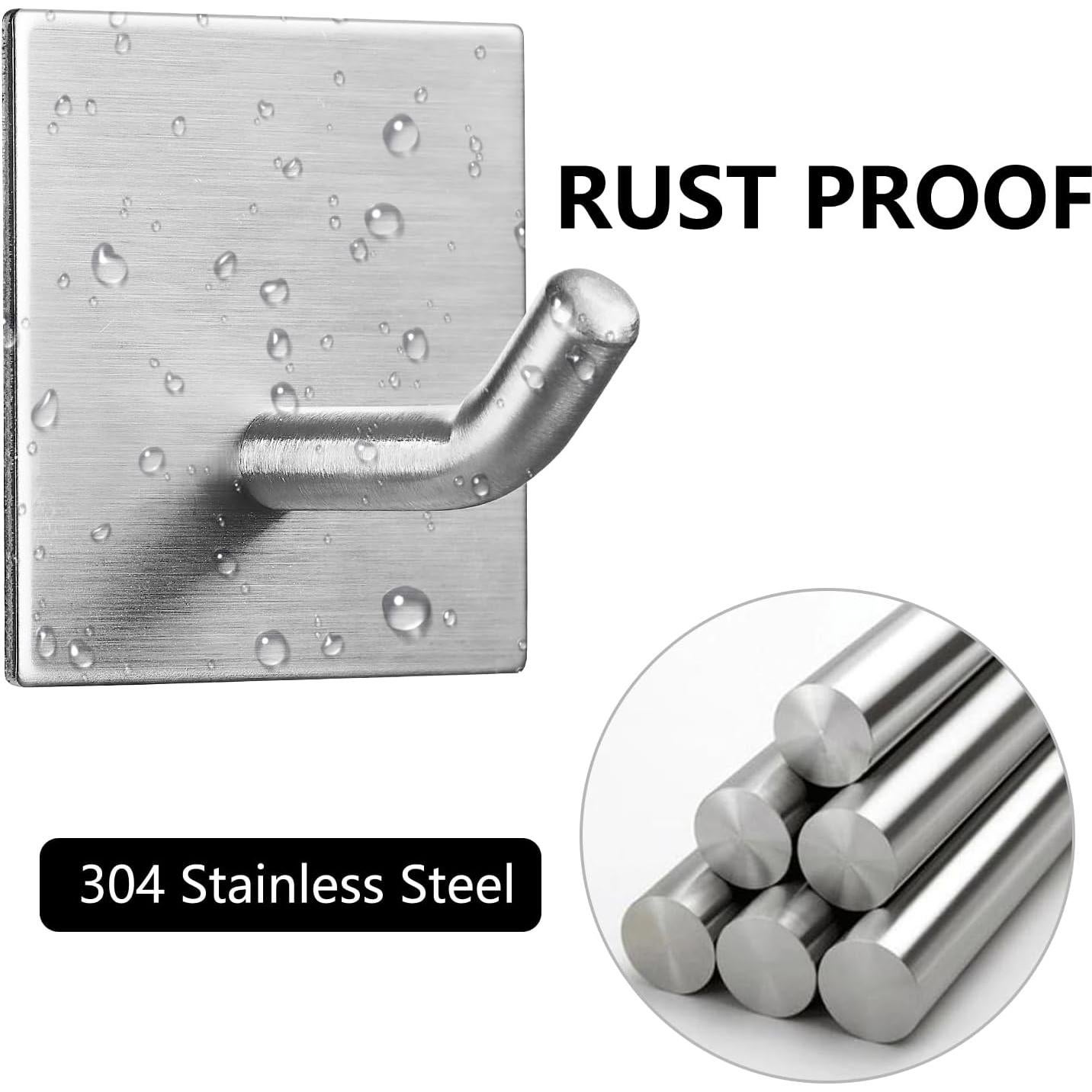 Ganchos Adhesivos FOMANSH de Acero Inoxidable 6 Paquetes Plata