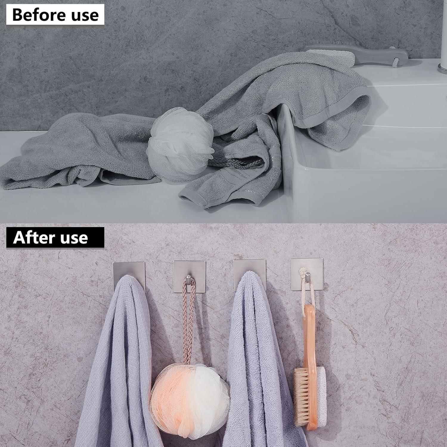 Ganchos Adhesivos FOMANSH de Acero Inoxidable 6 Paquetes Plata