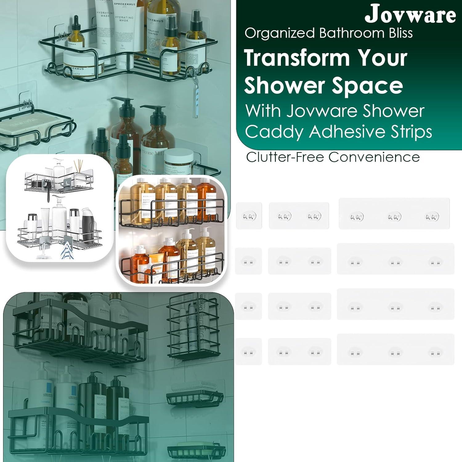 Ganchos Adhesivos Jovware para Ducha y Cocina - Paquete de 12