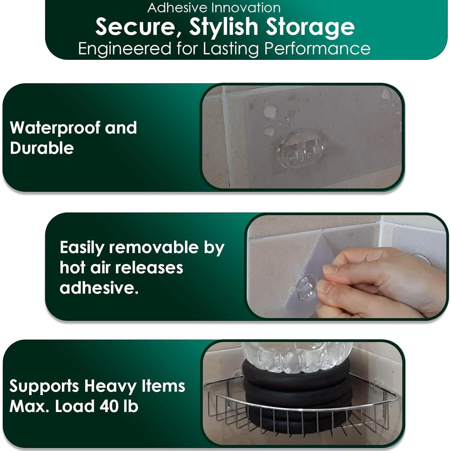 Ganchos Adhesivos Jovware para Ducha y Cocina - Paquete de 12