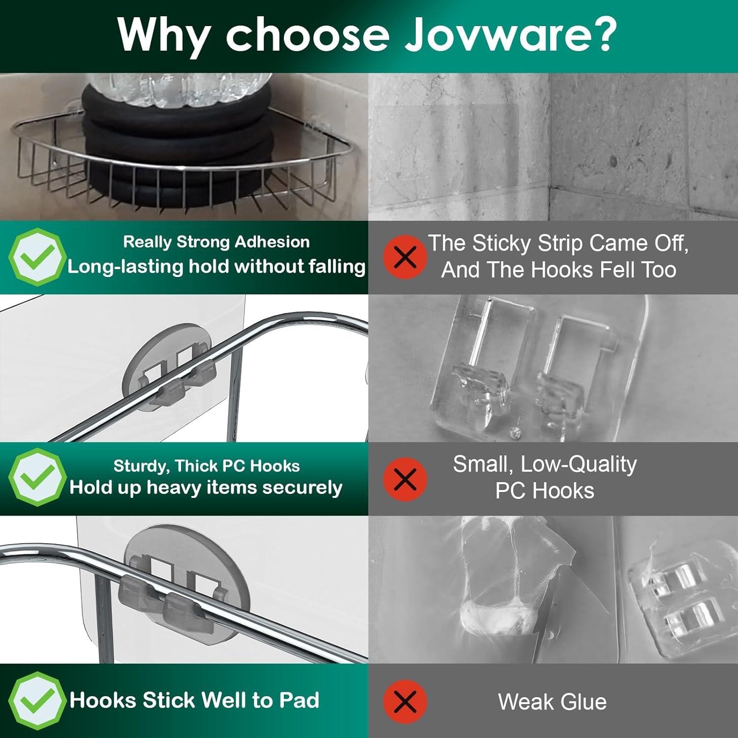 Ganchos Adhesivos Jovware para Ducha y Cocina - Paquete de 12