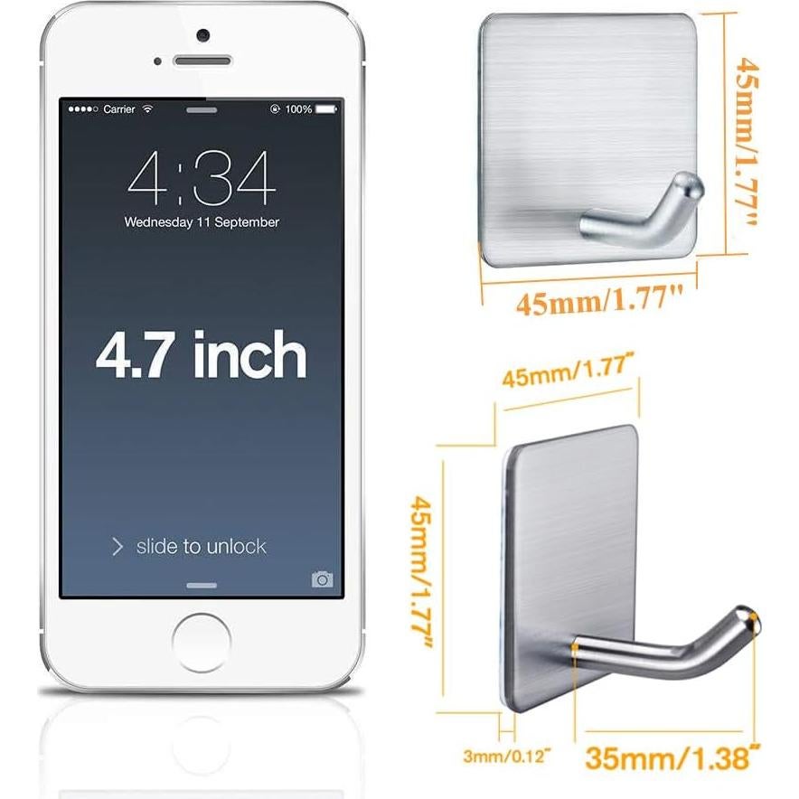 Ganchos Adhesivos FOTYRIG de Acero Inoxidable - 4 Piezas