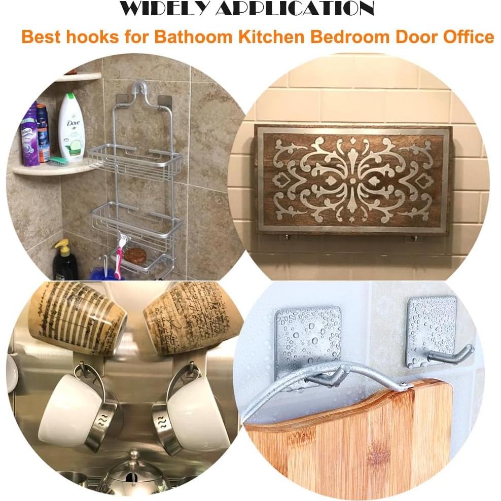 Ganchos Adhesivos FOTYRIG de Acero Inoxidable - 4 Piezas