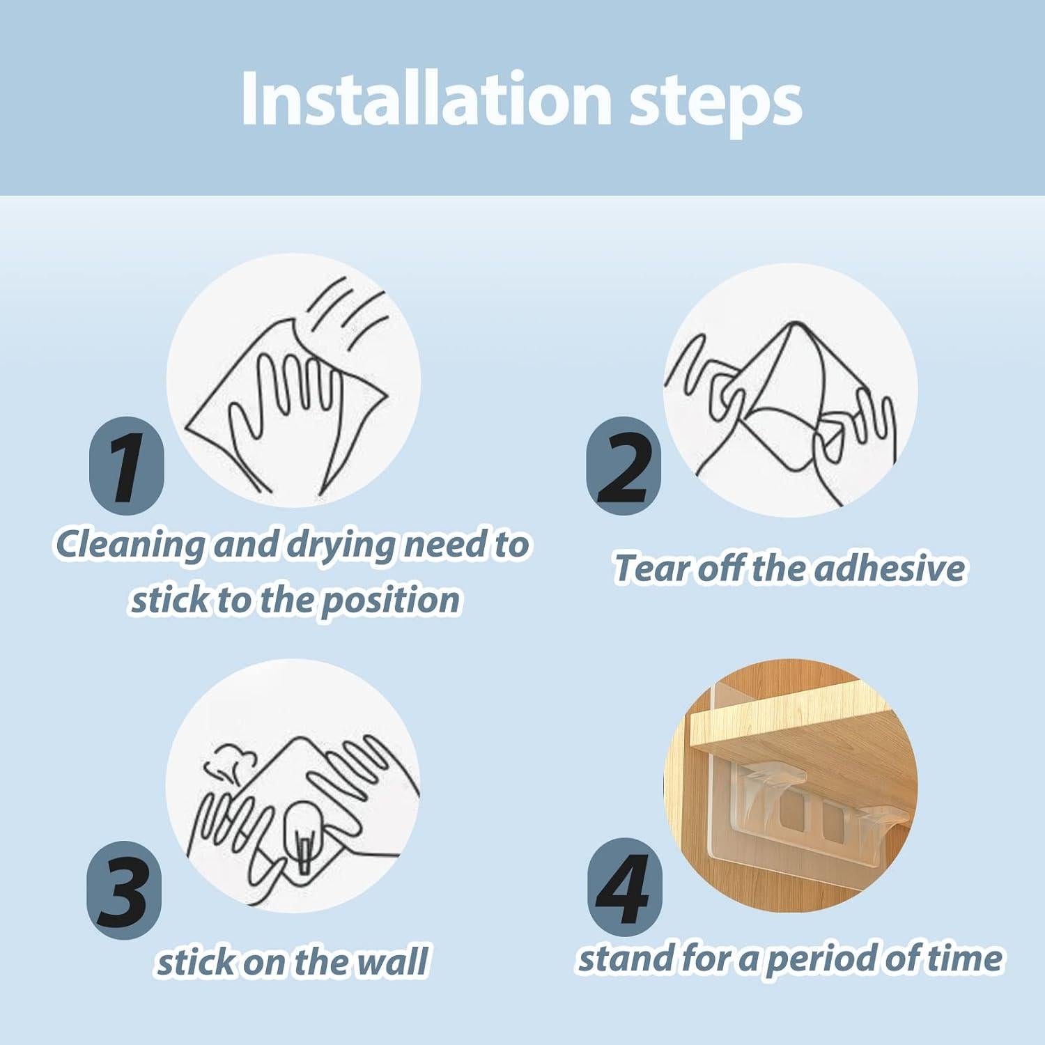 10 Soportes Adhesivos para Estantes UAIAGM - Sin Taladro, Transparentes