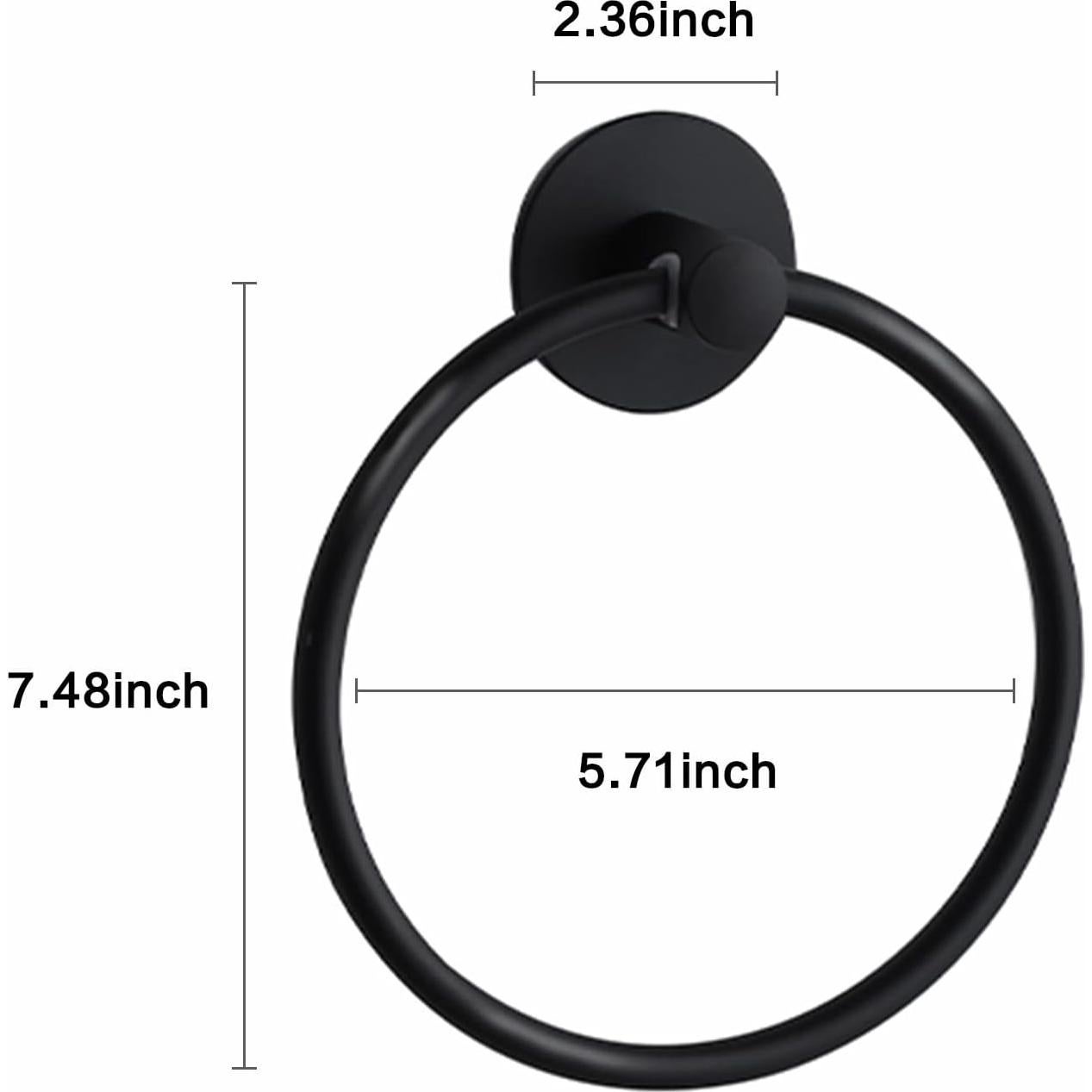 Anillo de Toalla Adhesivo Besteffie Acero Inoxidable Negro Mate