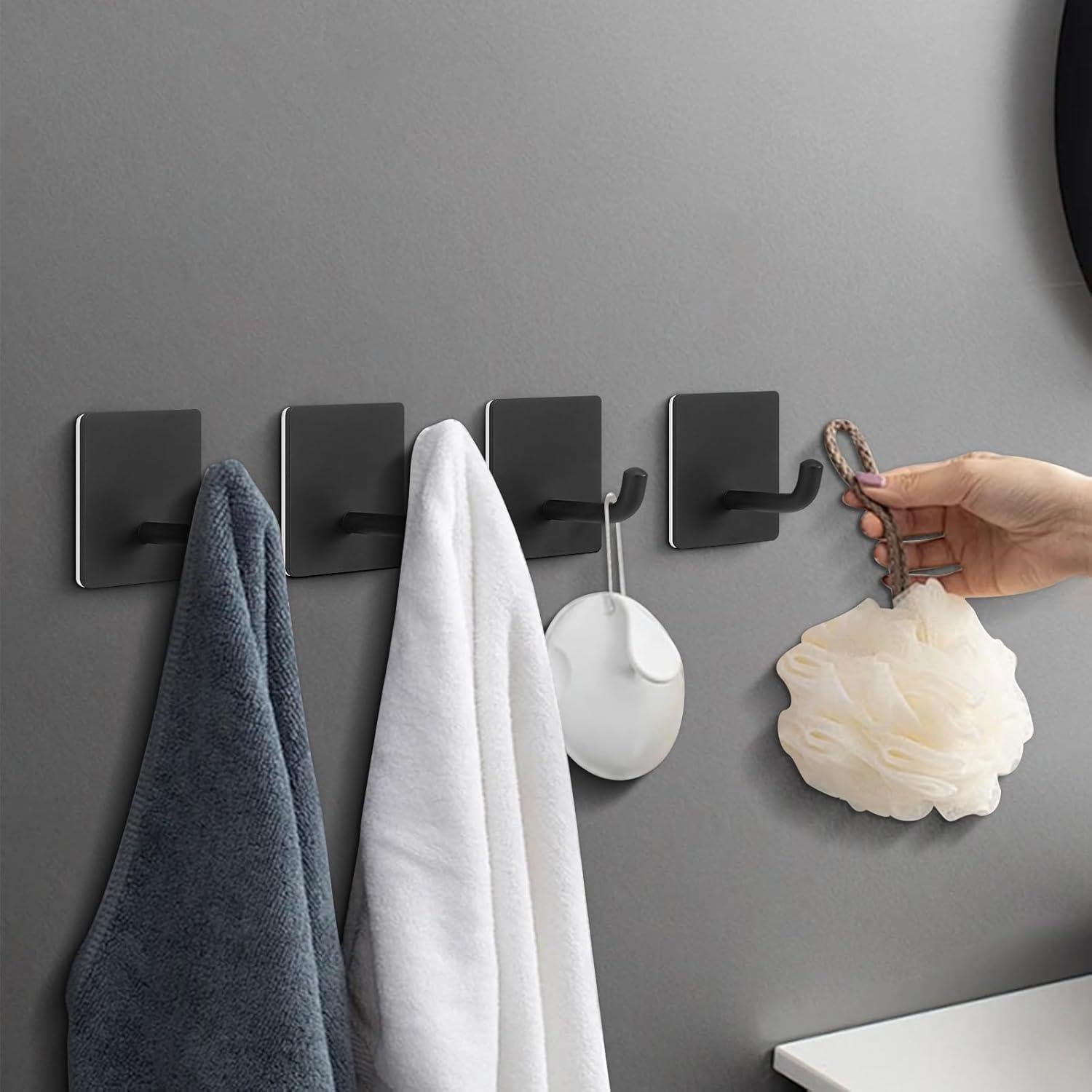 Ganchos Adhesivos Livabber de Acero Inoxidable 304 Negro - 10 Paquetes