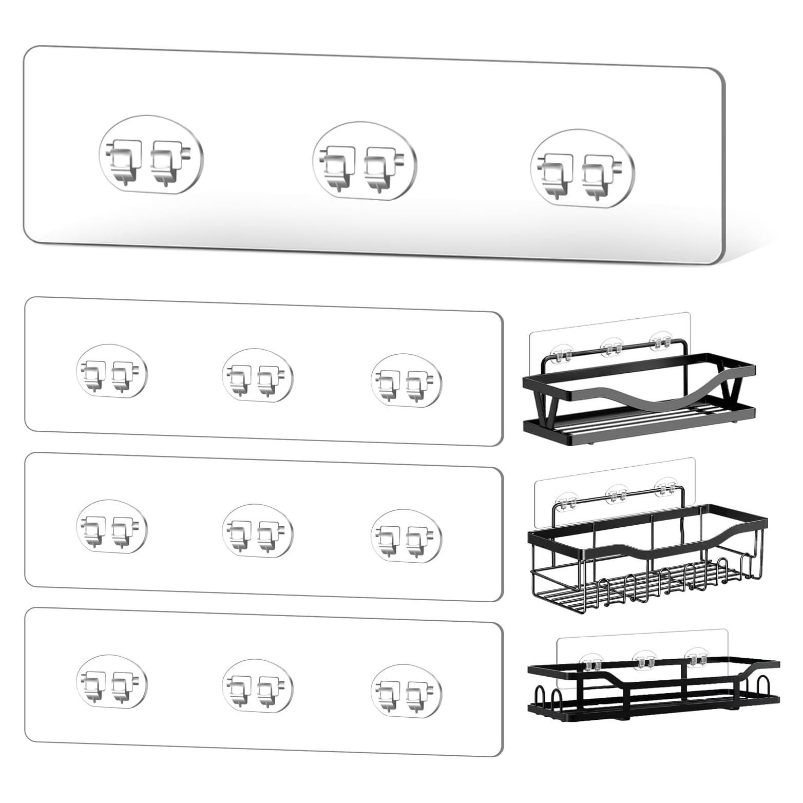 FGSAEOR Estante de Ducha Adhesivo Transparente 4 Piezas