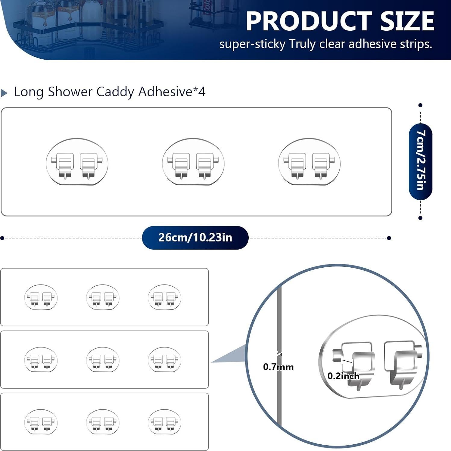 FGSAEOR Estante de Ducha Adhesivo Transparente 4 Piezas