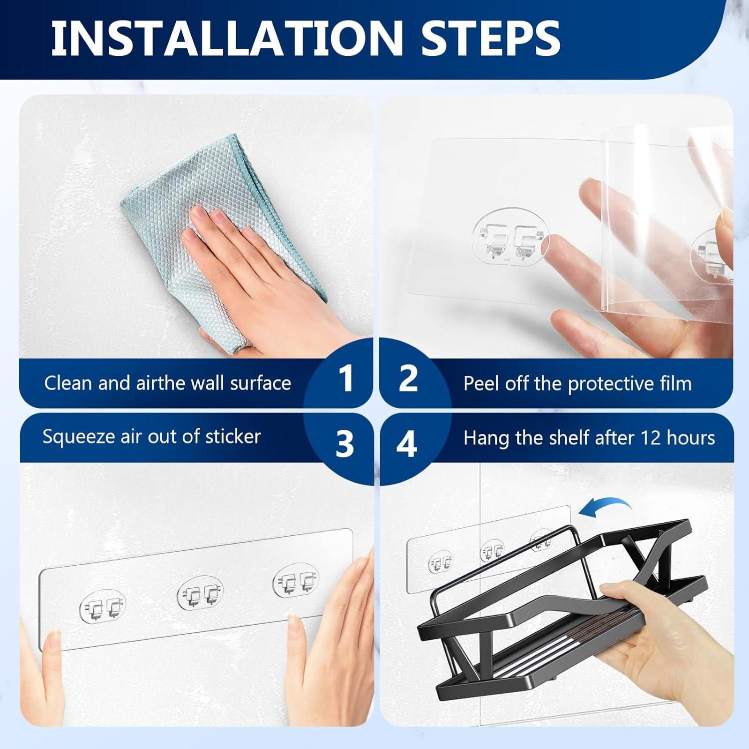 FGSAEOR Estante de Ducha Adhesivo Transparente 4 Piezas