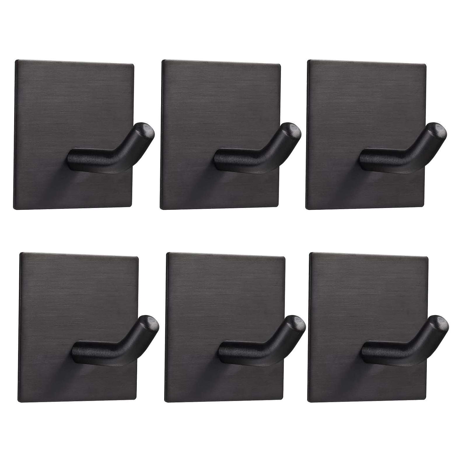 Ganchos Adhesivos FOMANSH 6 Paquetes Acero Inoxidable Negro