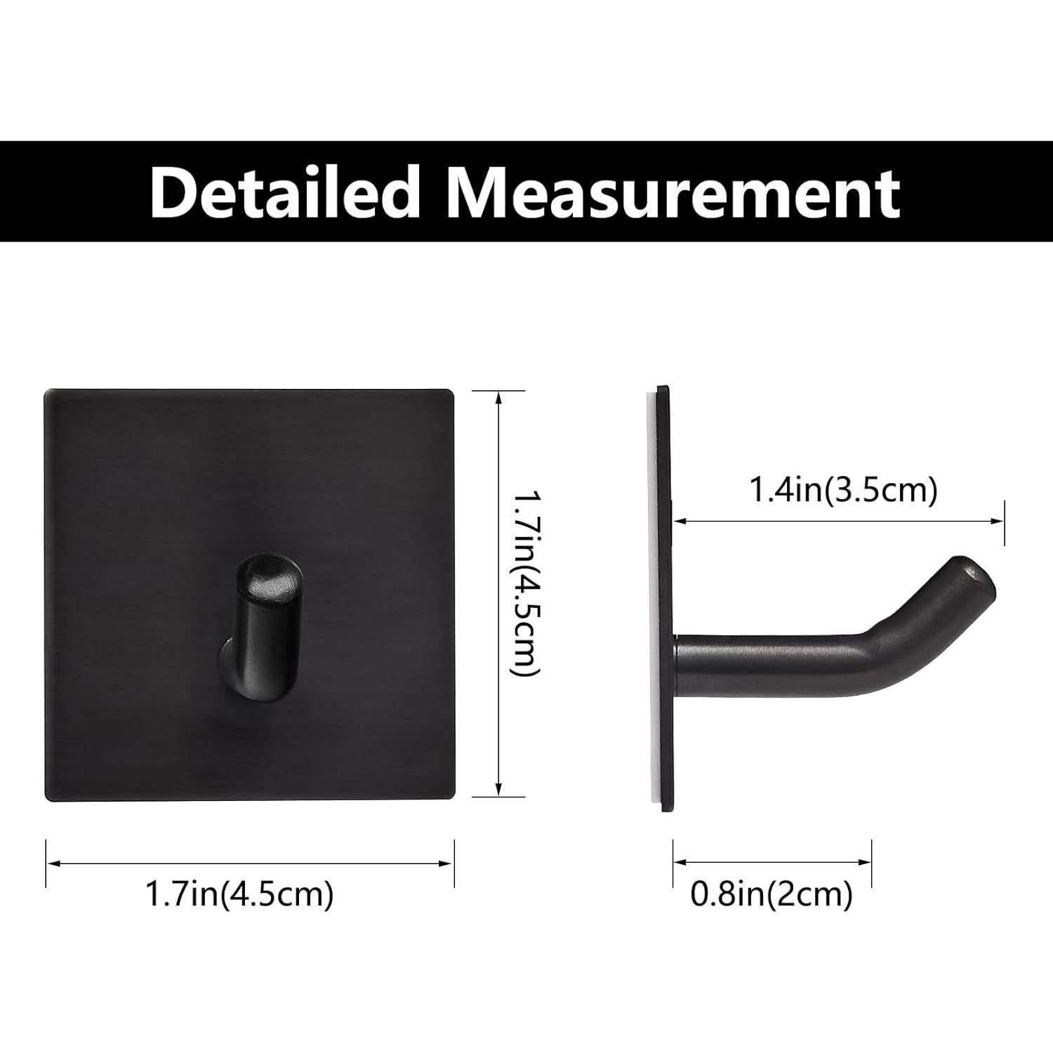 Ganchos Adhesivos FOMANSH 6 Paquetes Acero Inoxidable Negro