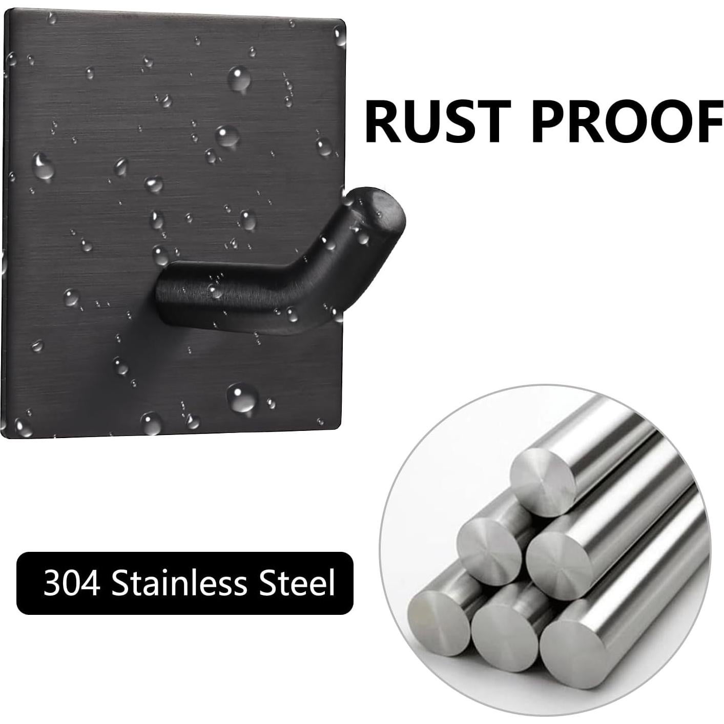 Ganchos Adhesivos FOMANSH 6 Paquetes Acero Inoxidable Negro