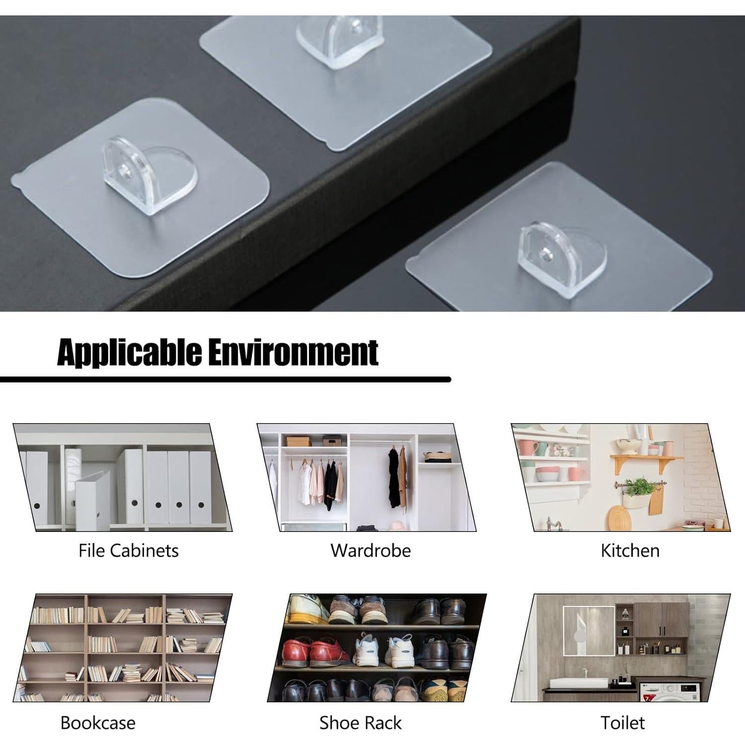 Soporte de Estante Adhesivo AccEncyc 12 Piezas 6.8 kg