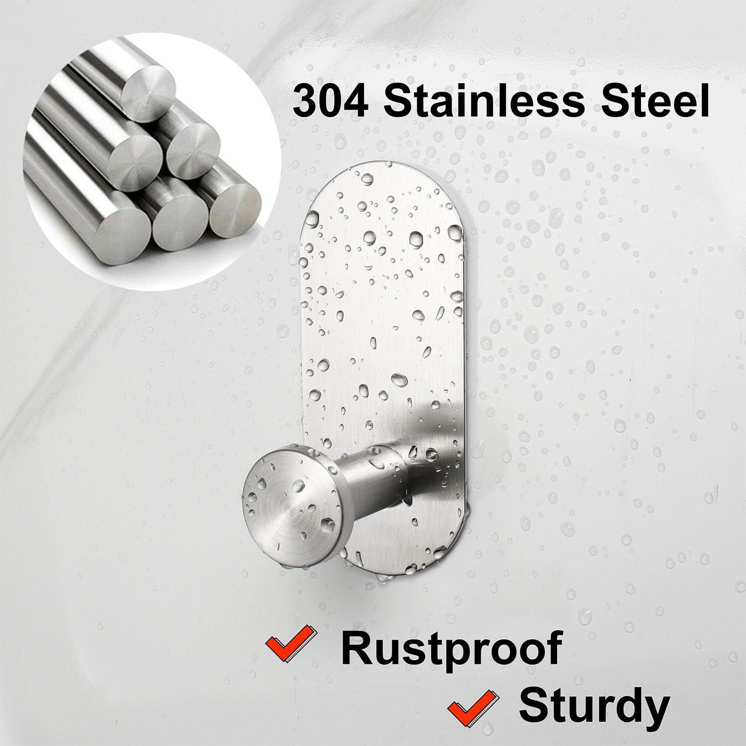 Ganchos Adhesivos Pesados TocTen - Paquete de 3, Acero Inoxidable