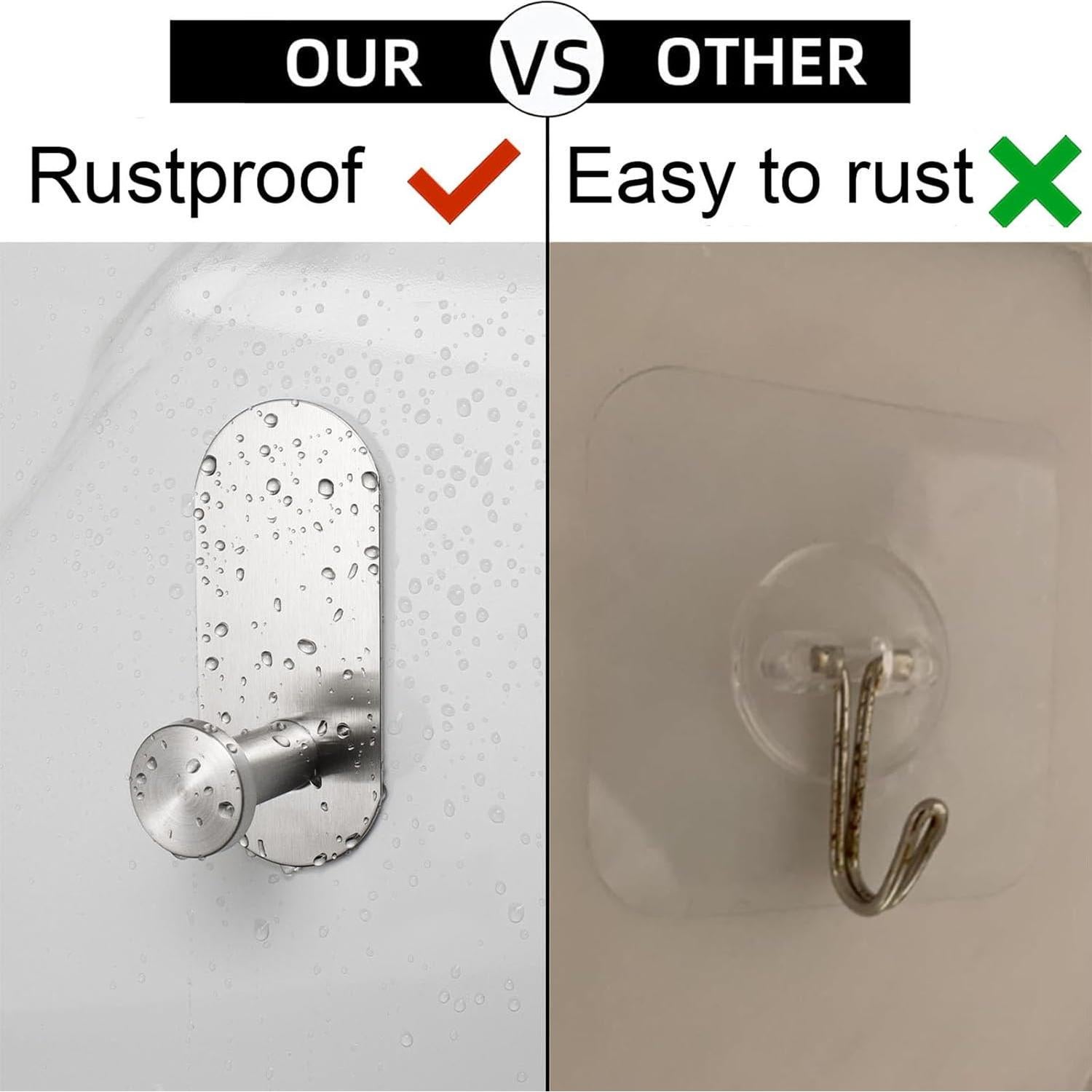 Ganchos Adhesivos Pesados TocTen - Paquete de 3, Acero Inoxidable