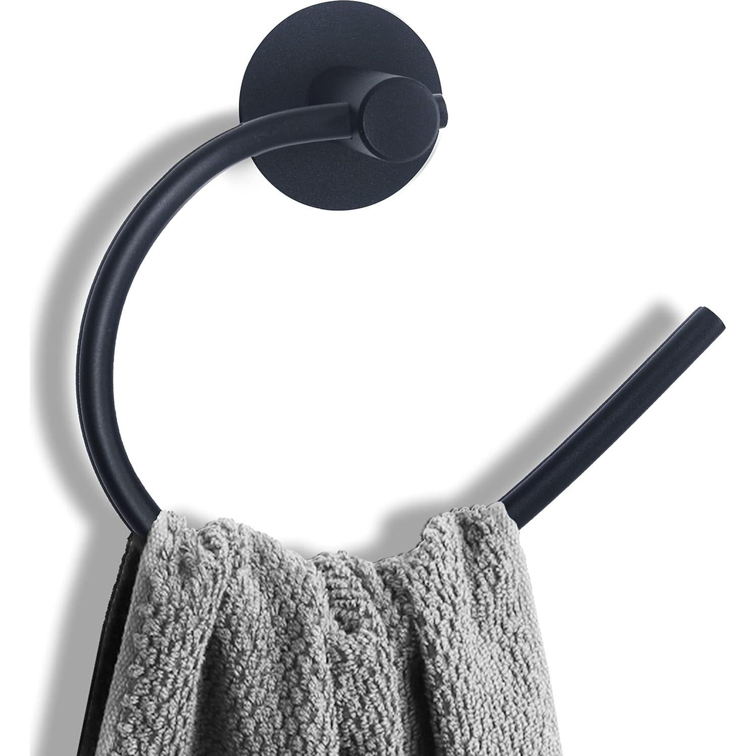 Anillo de Toalla Adhesivo Tfulad Acero Inoxidable Negro 16.5cm