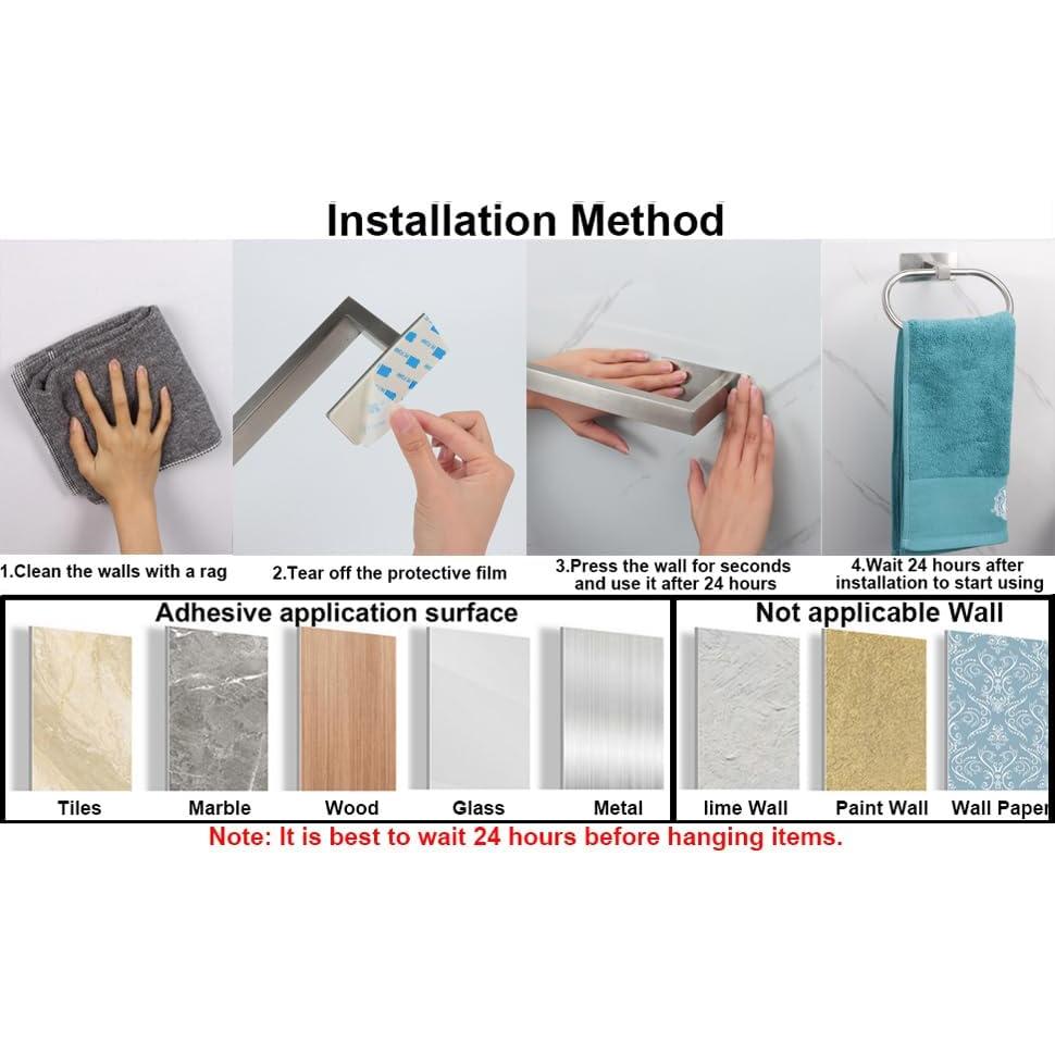 Anillo de Toalla Ovalado Vanloory Autoadhesivo Acero Inoxidable