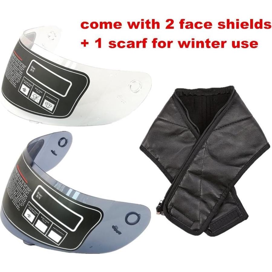 ILM Full Face Motorcycle Street Bike Helmet with Removable Winter Neck Scarf + 2 Visors DOT Model-JK313