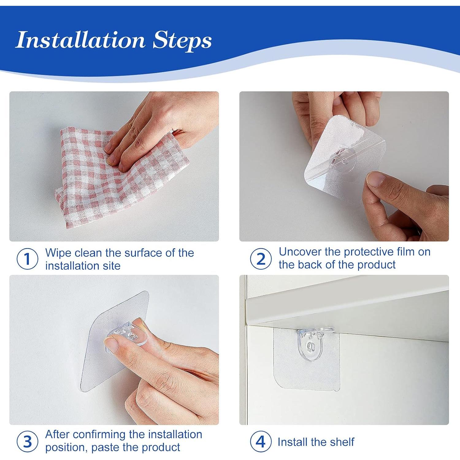 60 Soportes de Estante Autoadhesivos Jetec 6x6 cm para Gabinetes