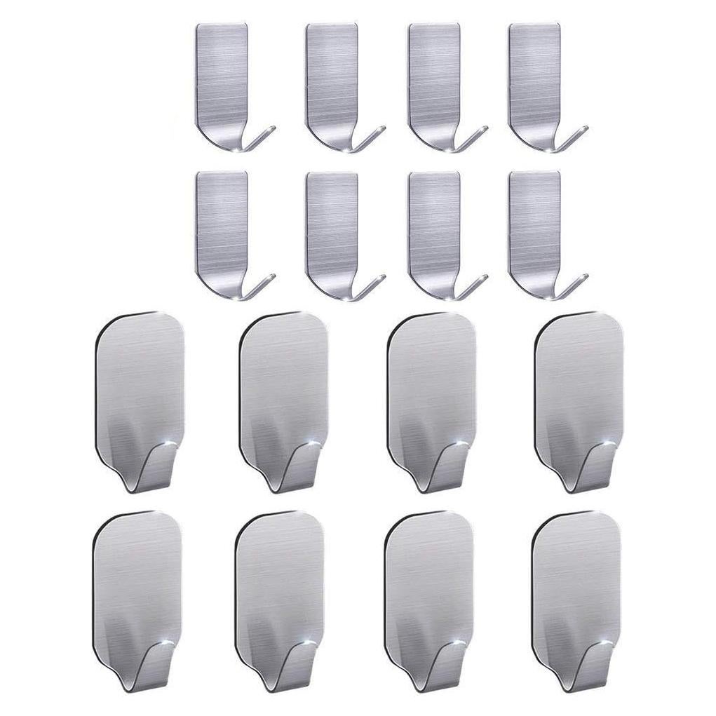 Ganchos Adhesivos FOTYRIG de Acero Inoxidable - 16 Paquetes