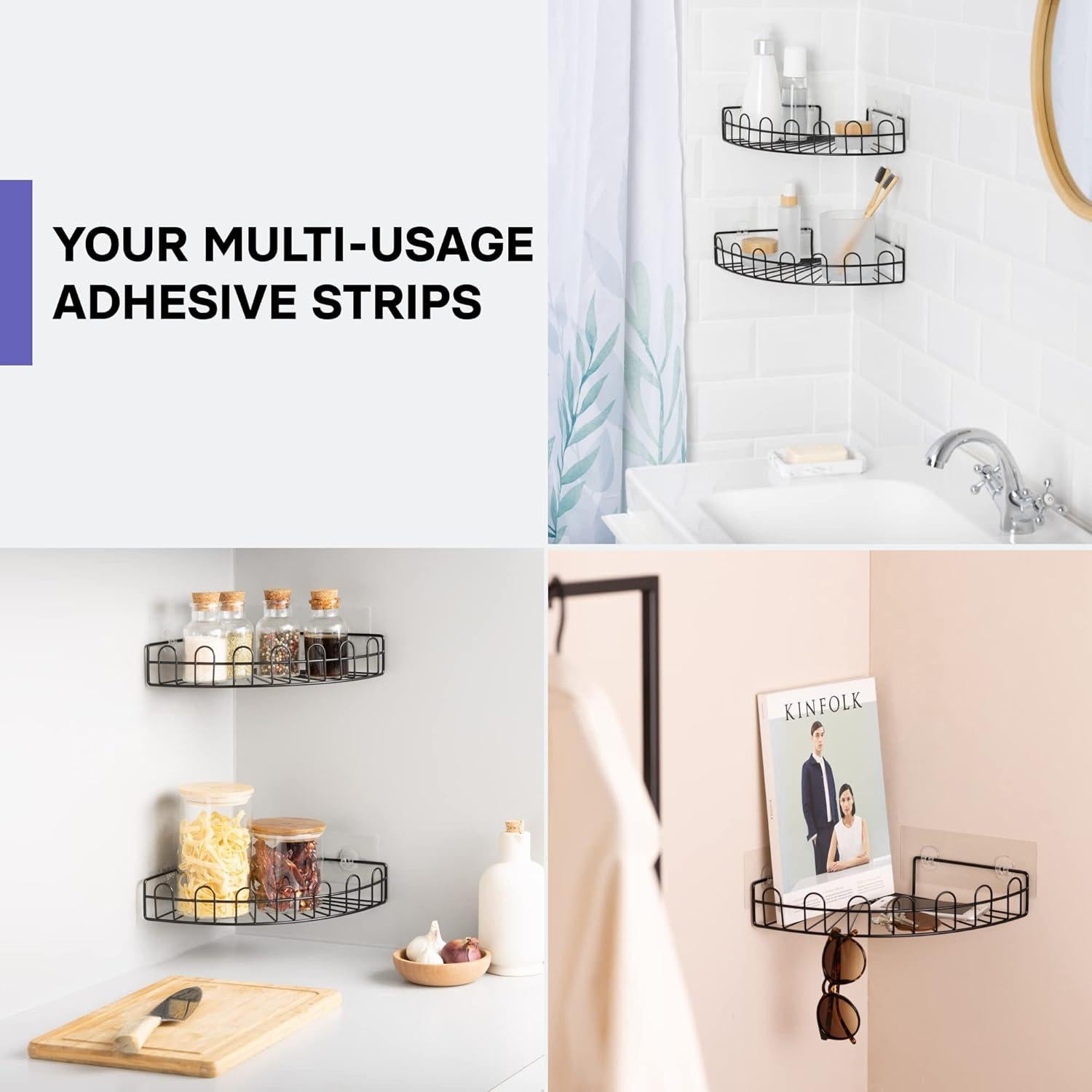 Adhesivos Transparentes KINCMAX para Caddy de Ducha - 2 Piezas