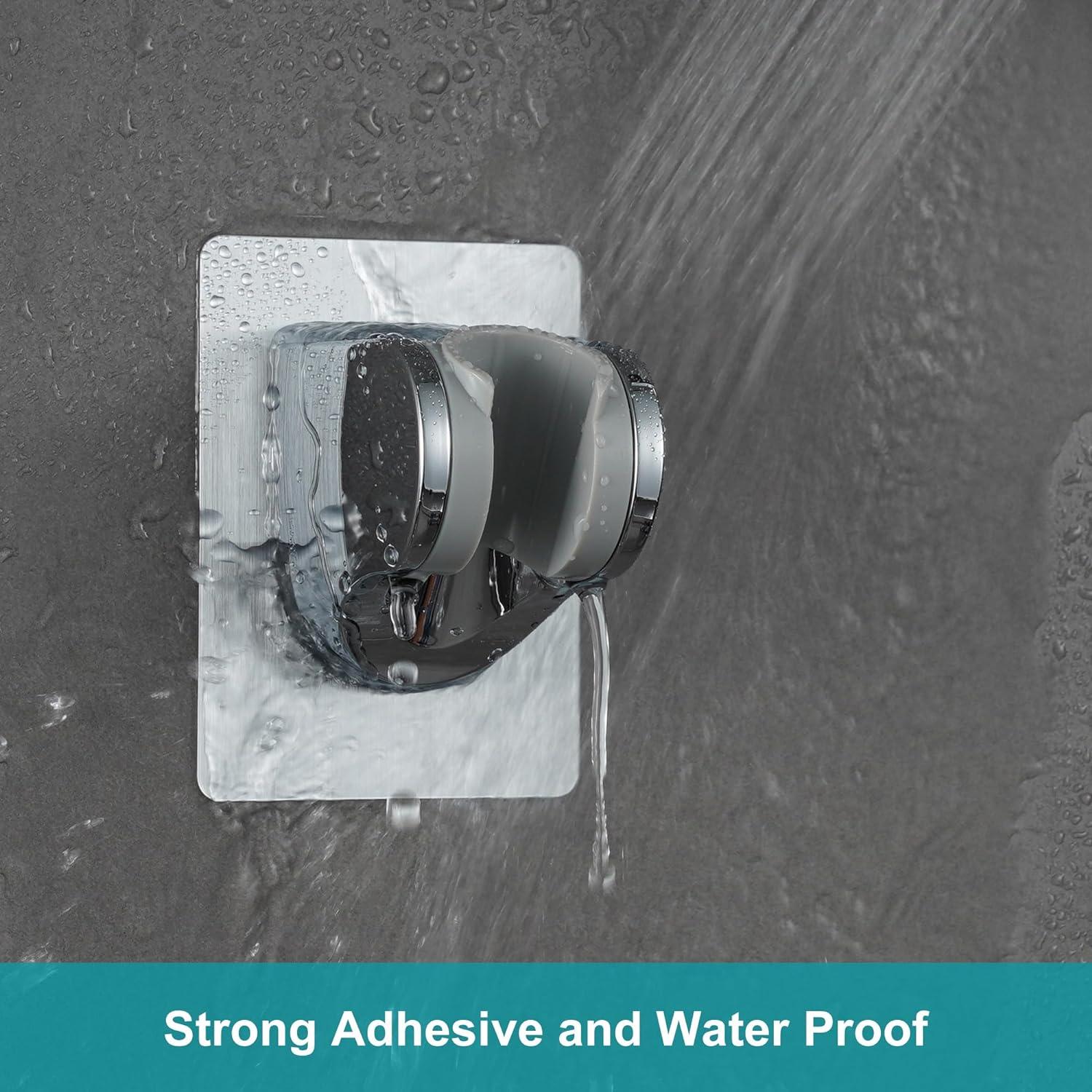 Soporte de Cabezal de Ducha Ajustable Adhesivo Plata - GwernKB