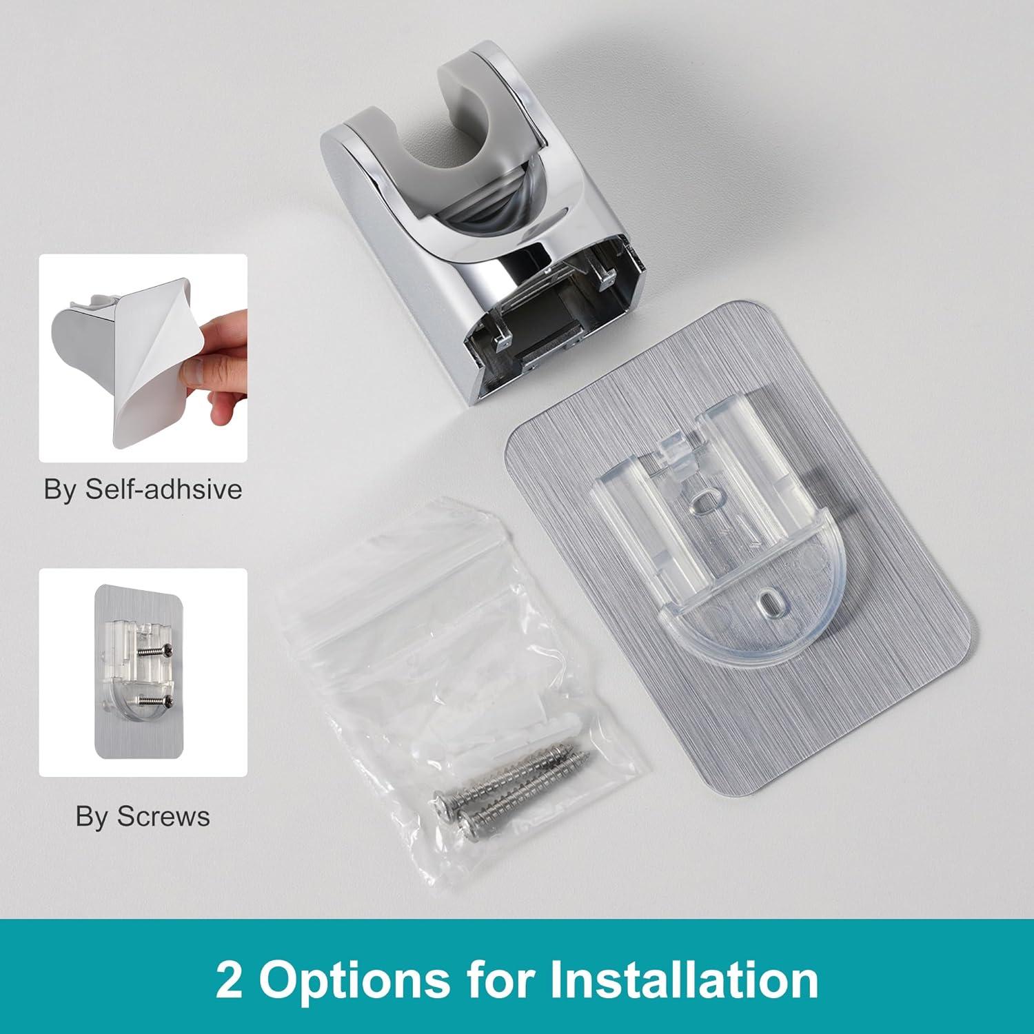 Soporte de Cabezal de Ducha Ajustable Adhesivo Plata - GwernKB