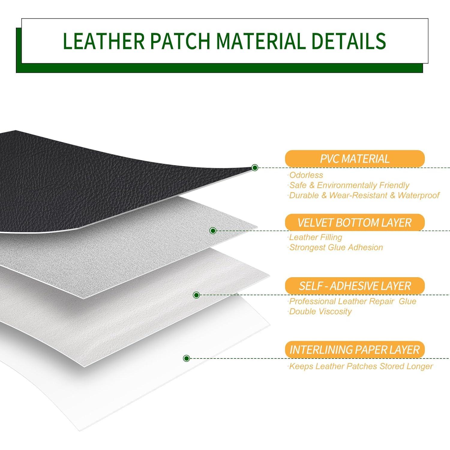 Kit de Parche de Reparación de Cuero Autoadhesivo BONAIER 43x200 cm Negro