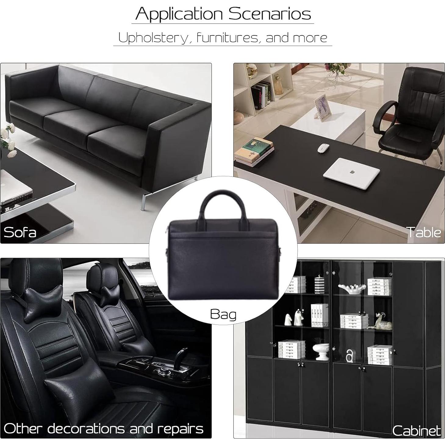 Kit de Parche de Reparación de Cuero Autoadhesivo BONAIER 43x200 cm Negro