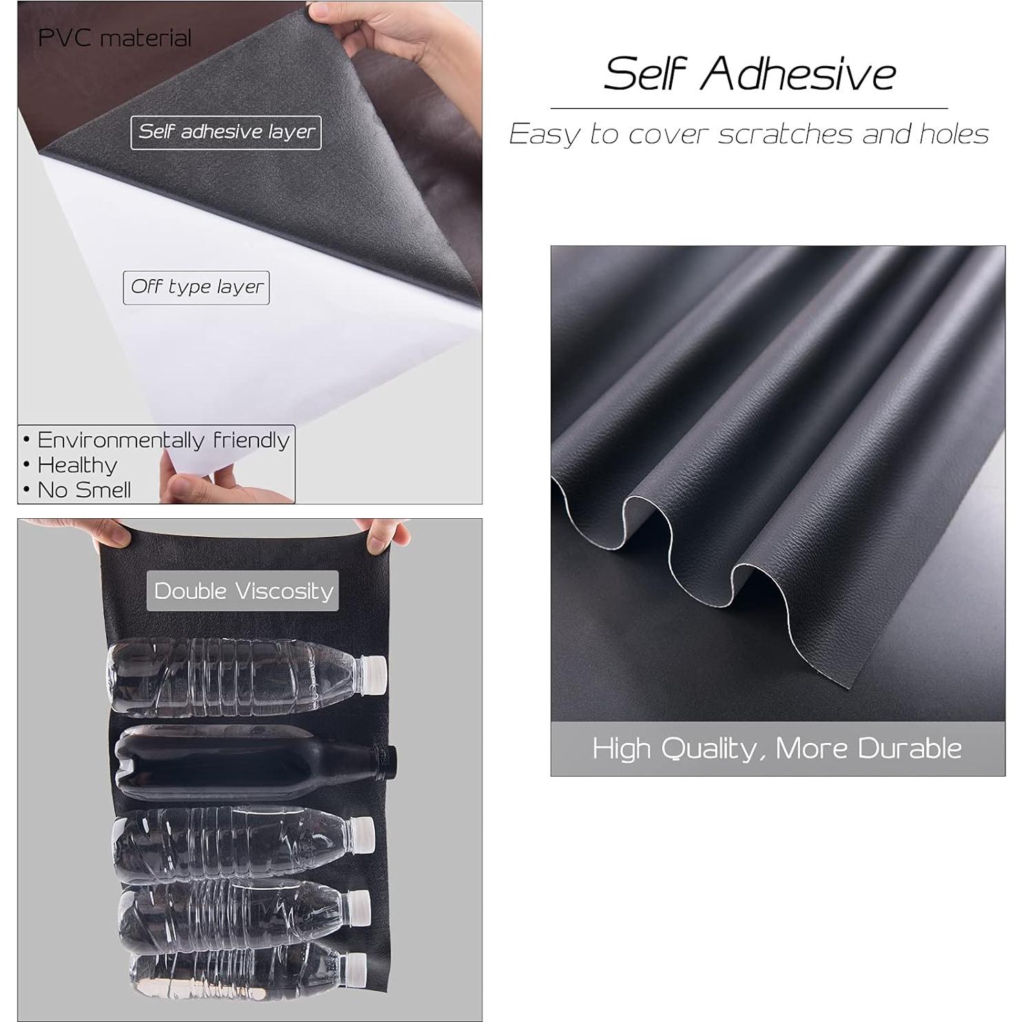 Kit de Parche de Reparación de Cuero Autoadhesivo BONAIER 43x200 cm Negro