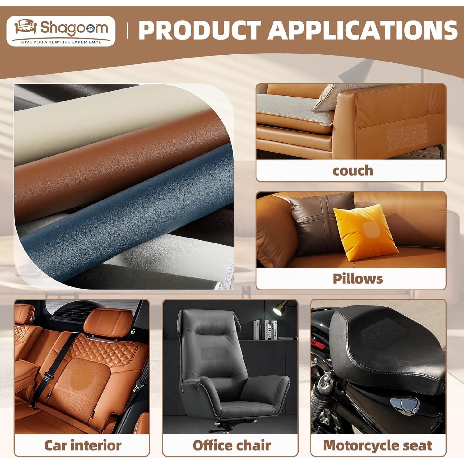 Parche Autoadhesivo de Cuero Shagoom 43x200 cm Marrón Oscuro