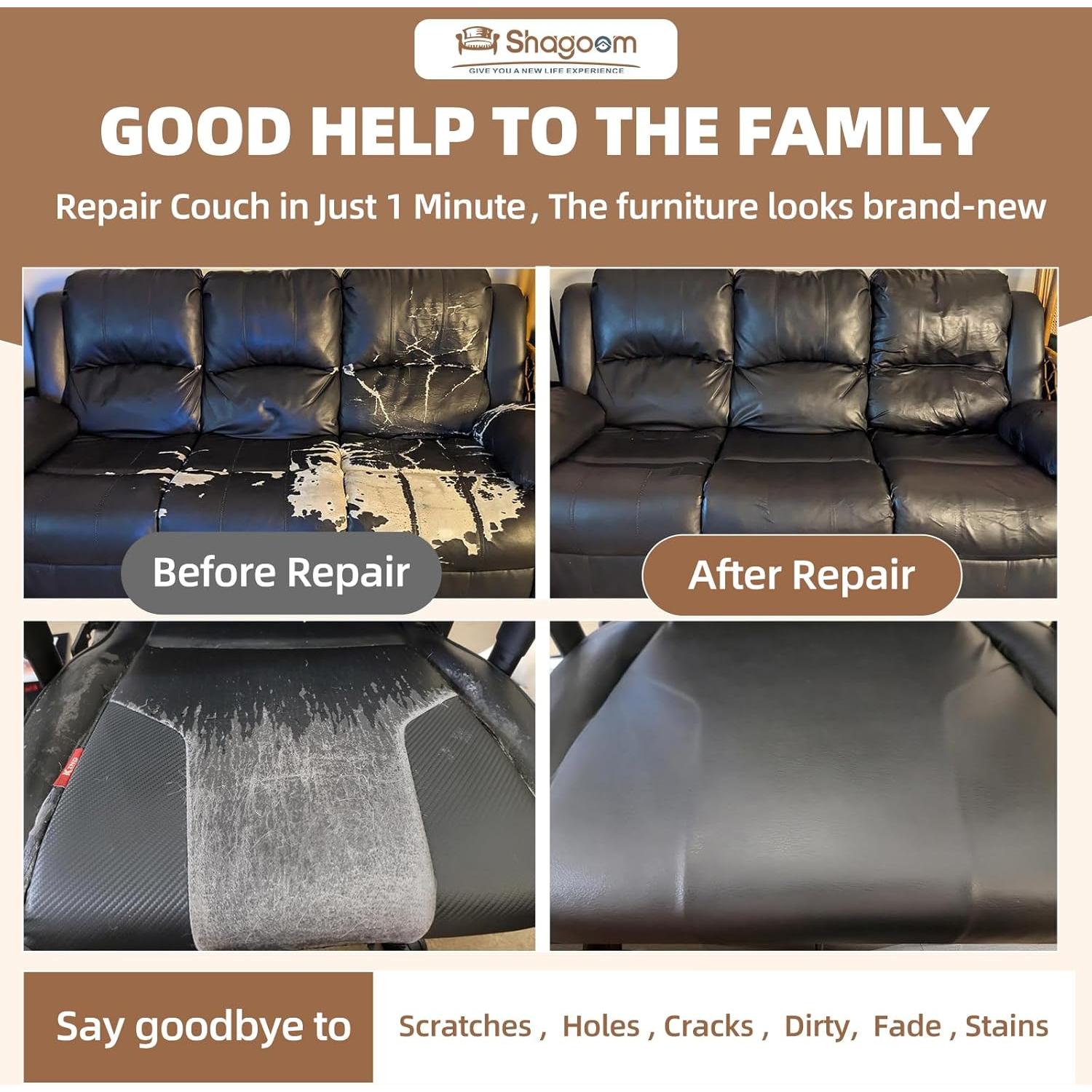 Parche Autoadhesivo de Cuero Shagoom 43x200 cm Marrón Oscuro